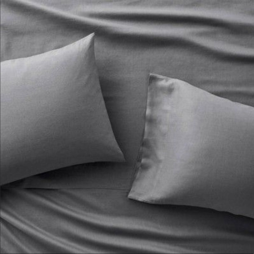 Standard 100% Washed Linen Solid Pillowcase Set Dark Gray - Casaluna - Picture 2 of 9